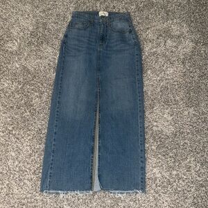 denim midi skirt with slit